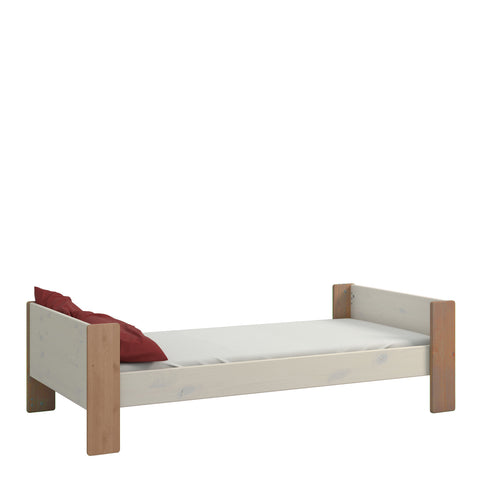 Steens for Kids Single Bed, Includes - Under Bed Drawer Section 2 Drawers in Whitewash Grey Brown Lacquered