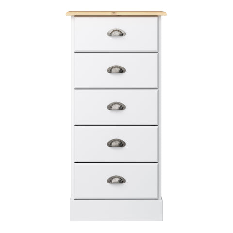 Nola 5 Drawer Chest White & Pine