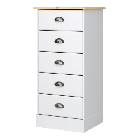 Nola 5 Drawer Chest White & Pine