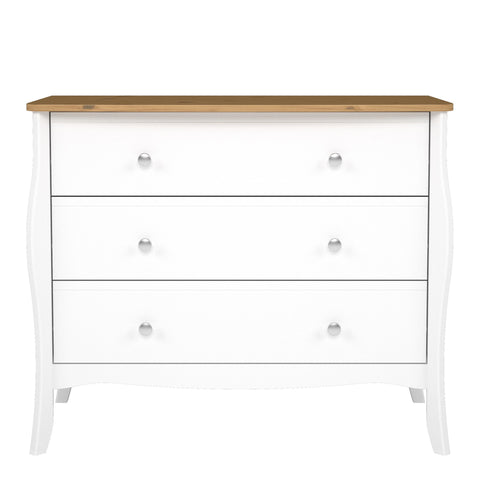 Baroque 3 Drawer Wide Chest Pure White Iced Coffee Lacquer