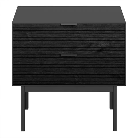 Soma Bedside Table 2 Drawers Granulated Black Brushed Black