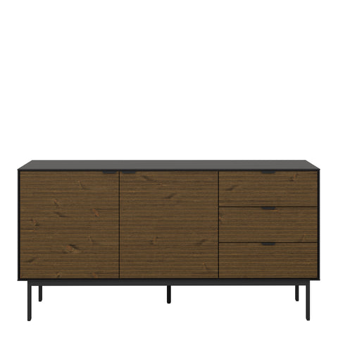 Soma Sideboard 2 Doors + 3 Drawers Granulated Black Brushed espresso