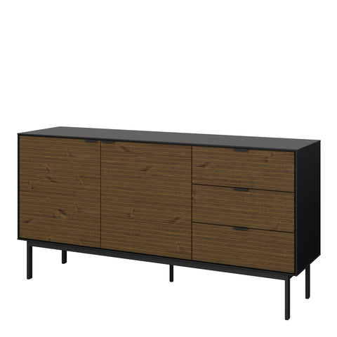 Soma Sideboard 2 Doors + 3 Drawers Granulated Black Brushed espresso