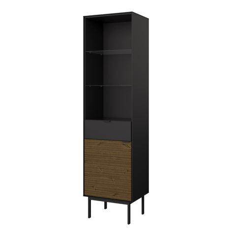 Soma Showcase 1 Door + 1 Drawer, Granulated Black Brushed espresso