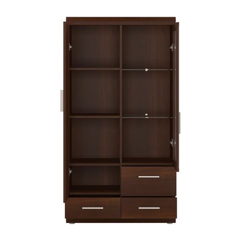 Imperial 2 Door 3 Drawer Glazed Display Cabinet in Dark Mahogany Melamine