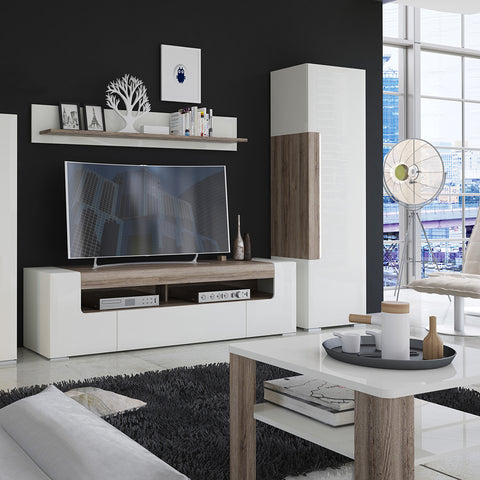 Toronto 140 cm wide TV Cabinet In White and Oak