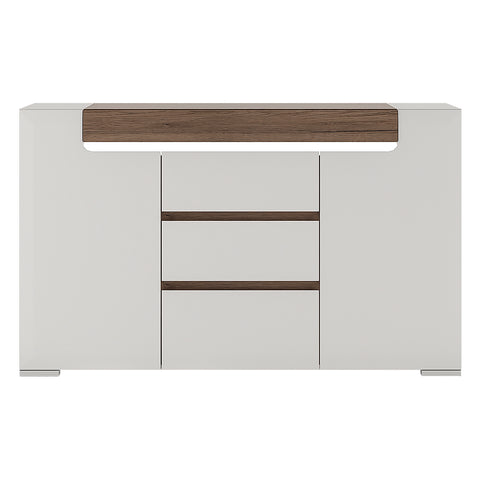 Toronto 2 Door 3 Drawer Sideboard (inc. Plexi Lighting) In White and Oak