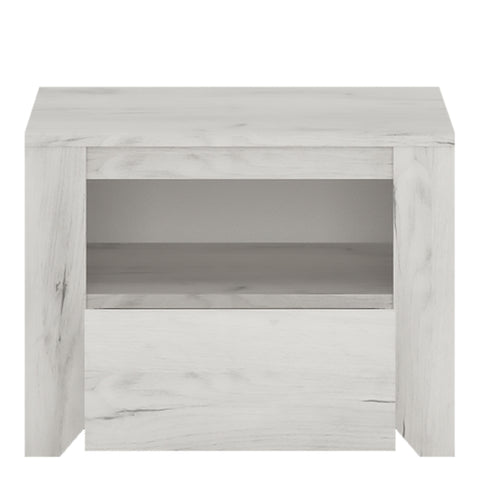 Angel 1 Drawer Bedside Cabinet White Craft Oak