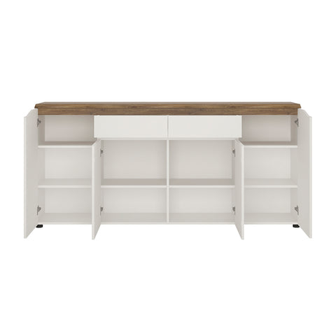 Toledo 4 door 2 drawer sideboard in White and Oak