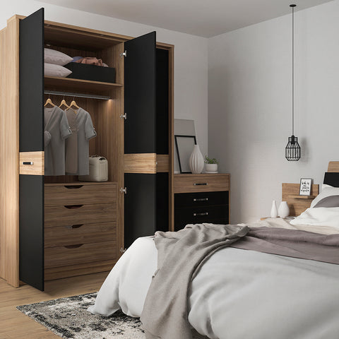 Monaco 160 cm king size bed in Oak and Black