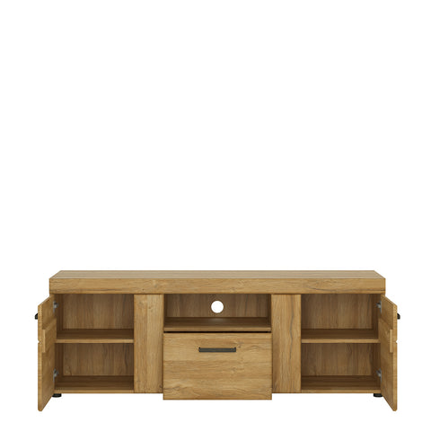 Cortina 2 door 1 drawer tall TV cabinet in Grandson Oak