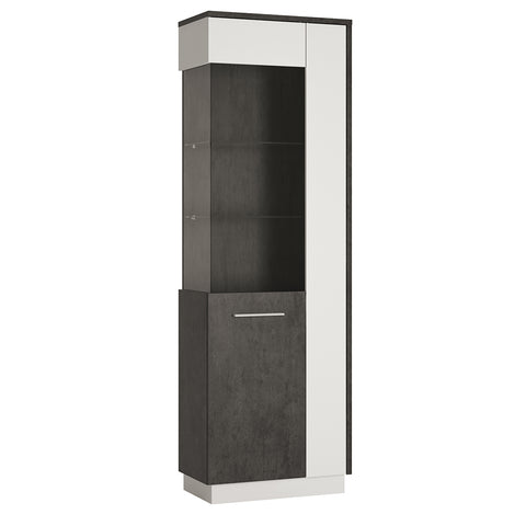 Zingaro Tall Glazed display cabinet (LH) in Grey and White