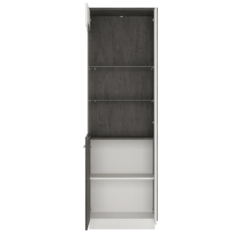 Zingaro Tall Glazed display cabinet (LH) in Grey and White