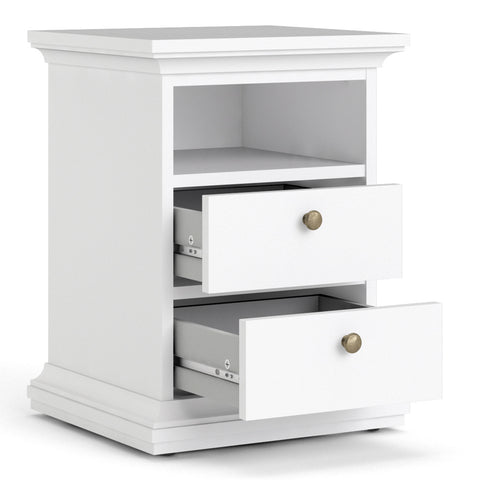 Paris Bedside 2 Drawers in White