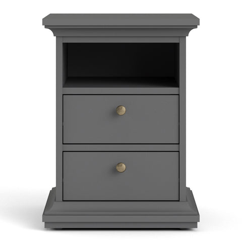 Paris Bedside 2 Drawers in Matt Grey