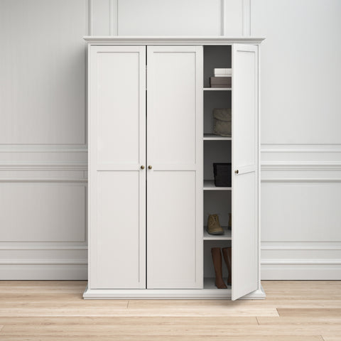 Paris Wardrobe with 3 Doors in White