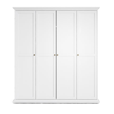 Paris Wardrobe with 4 Doors in White