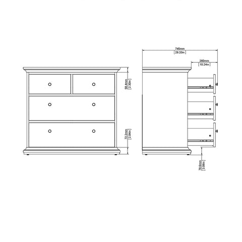 Paris Chest of 4 Drawers in White