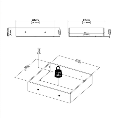 Paris Underbed Storage Drawer for Single Bed in White