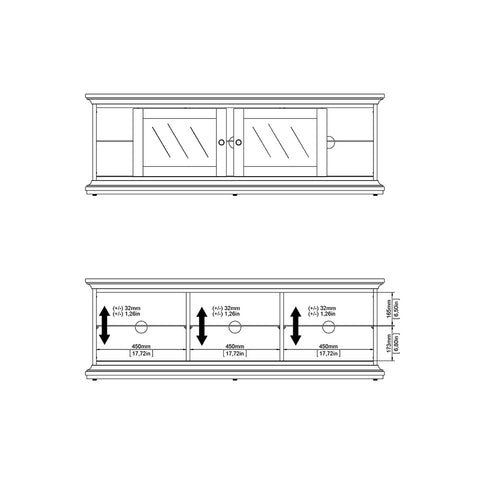 Paris TV Unit - Wide - 2 Doors 1 Shelf in White