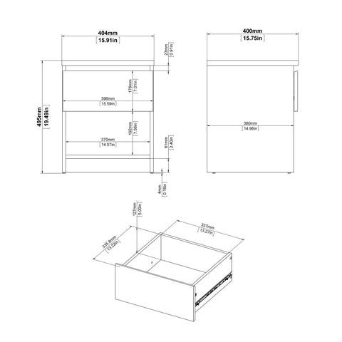 Naia Bedside 1 Drawer 1 Shelf in Black Matt