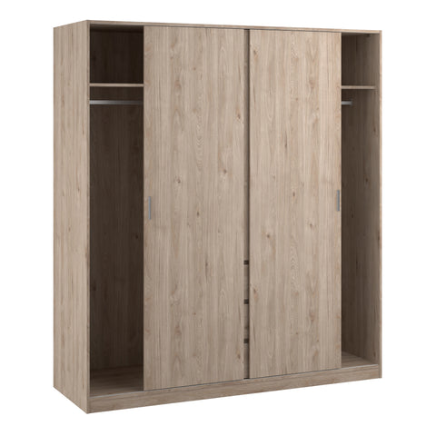 Naia Wardrobe with 2 Sliding Doors 1 Door 3 Drawers in Jackson Hickory Oak