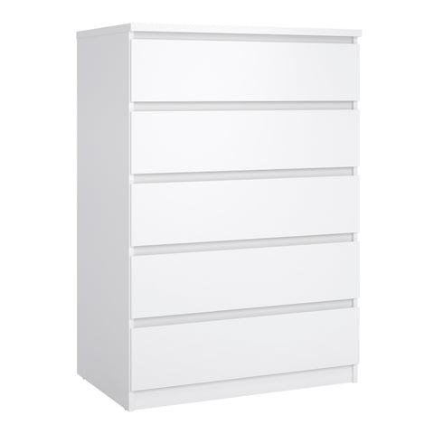 Naia Chest of 5 Drawers in White High Gloss