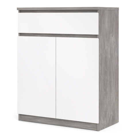 Naia Sideboard 1 Drawer 2 Doors in Concrete and White High Gloss