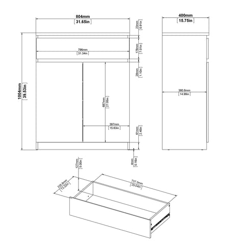 Naia Sideboard  1 Drawer 2 Doors in Jackson Hickory Oak