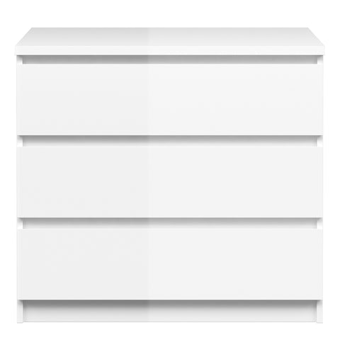 Naia Chest of 3 Drawers in White High Gloss