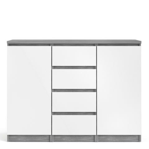 Naia Sideboard 4 Drawers 2 Doors in Concrete and White High Gloss