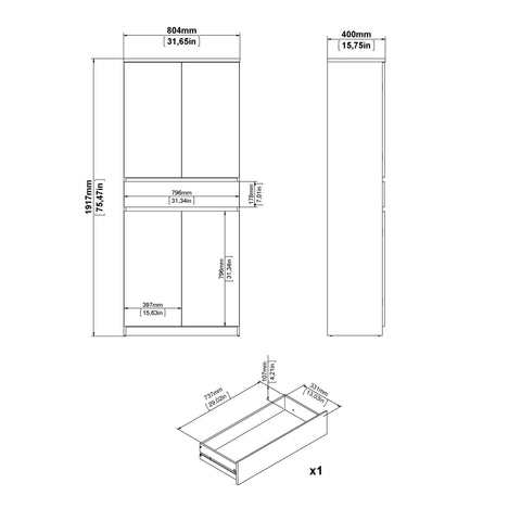 Naia Shoe Cabinet with 4 Doors + 1 Drawer