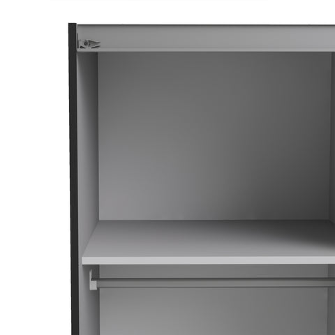 Verona Sliding Wardrobe 120cm in Black Matt with Black Matt Doors with 5 Shelves