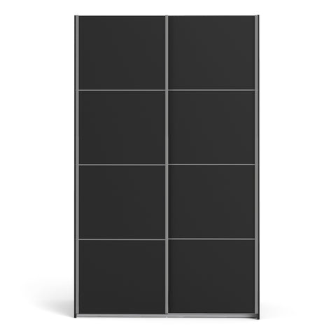 Verona Sliding Wardrobe 120cm in Black Matt with Black Matt Doors with 5 Shelves