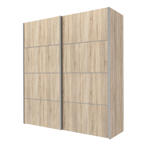 Verona Sliding Wardrobe 180cm in Oak with Oak Doors with 5 Shelves