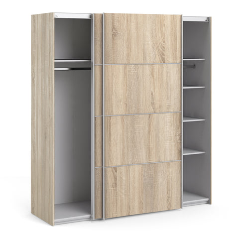 Verona Sliding Wardrobe 180cm in Oak with Oak Doors with 5 Shelves