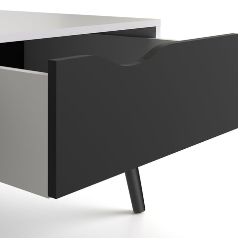 Oslo Coffee Table 1 Drawer 1 Shelf in White and Black Matt