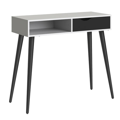 Oslo Console Table 1 Drawer 1 Shelf in White and Black Matt