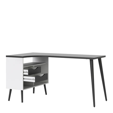 Oslo Desk 2 Drawer in White and Black Matt