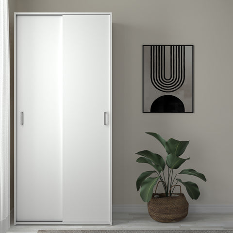 Space Wardrobe 2 Sliding Doors in White 1750