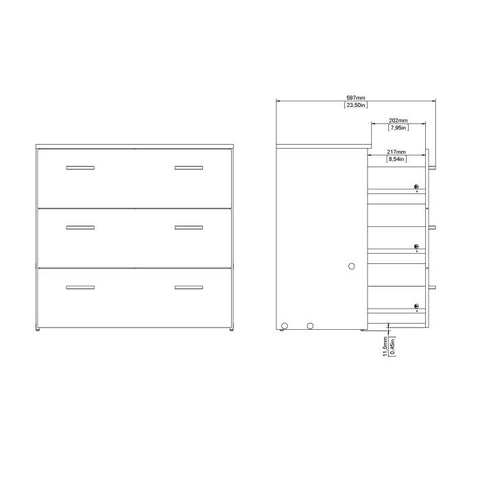 Space Chest of 3 Drawers in Oak