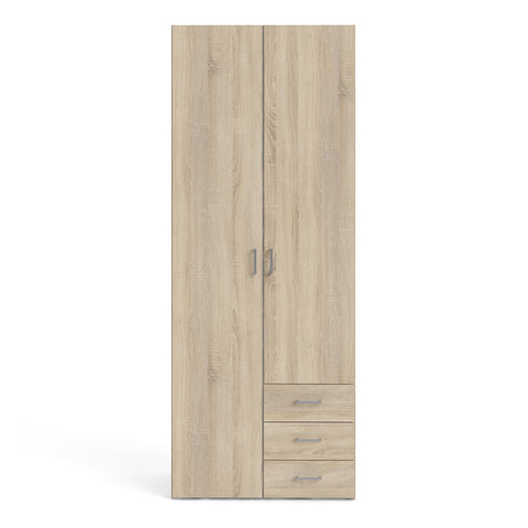 Space Wardrobe 2 Doors 3 Drawers in Oak 2000