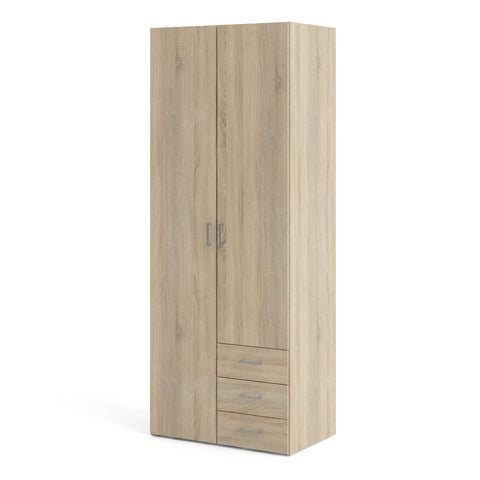 Space Wardrobe 2 Doors 3 Drawers in Oak 2000