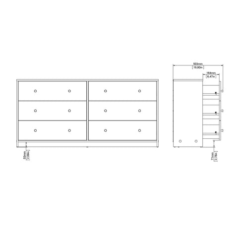 May Chest of 6 Drawers (3+3) in White