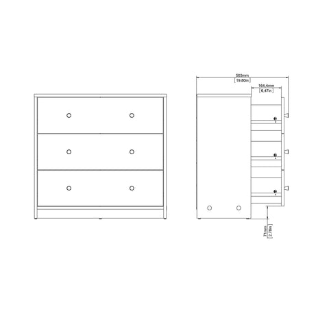 May Chest of 3 Drawers in White