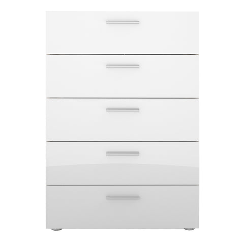 Pepe Chest of 5 Drawers in Oak with White High Gloss