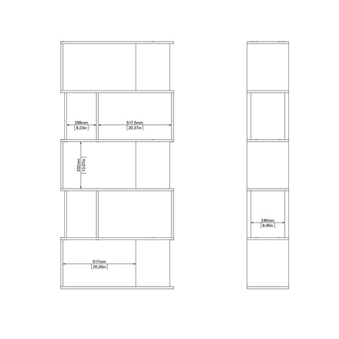 Maze Open Bookcase 4 Shelves in Concrete and White