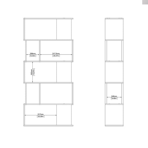 Maze Open Bookcase 4 Shelves in Jackson Hickory Oak and White