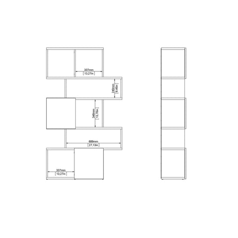 Maze Asymmetrical Bookcase with 3 Doors in Jackson Hickory and Black