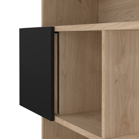 Maze Asymmetrical Bookcase with 3 Doors in Jackson Hickory and Black